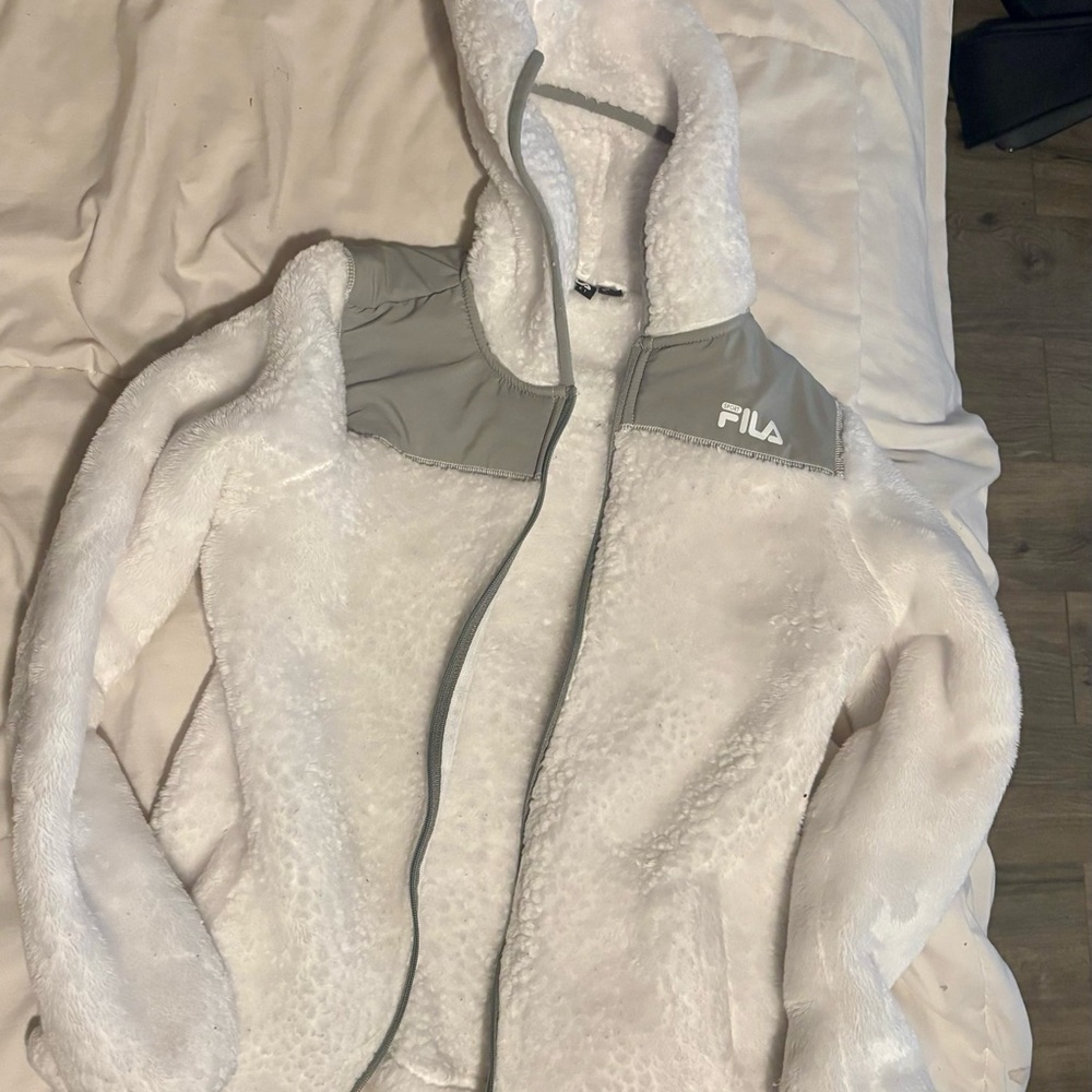 Fila Kids White and Gray Puffer Jacket